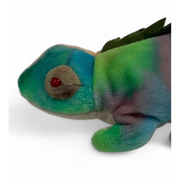 TY Beanie Babies Iggy The Iguana 8" Plush Toy Collectible Blue Green Pink 1997 - Picture 4 of 7